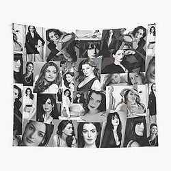 Ann Hathaway Photo Collage Black and White Aesthetics Version Tapestry