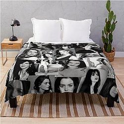 Anne Hathaway Assorted Photo Collage Black and White Aesthetics Throw Blanket
