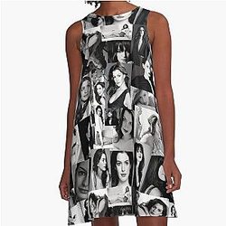 Anne Hathaway Photo Collage - Black Aesthetics A-Line Dress