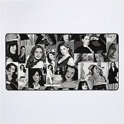 Anne Hathaway Photo Collage Black and White Aesthetics Desk Mat