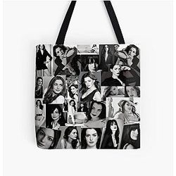 Anne Hathaway Actual Photo Collage - Black and White Aesthetics Version All Over Print Tote Bag