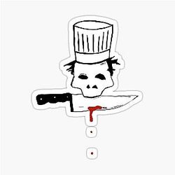 The Chef with knife logo of Anthony Bourdain celebrity chef Sticker