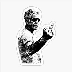 Memories of Anthony Bourdain in a middle finger pose sticker