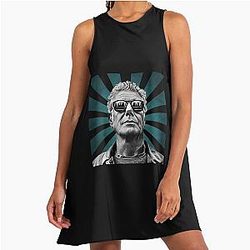 Anthony Bourdain Retro Pixel 70s A-Line Dress