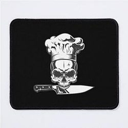 Chef with Knife Anthony Bourdain Emblem and Motto Mouse Pad