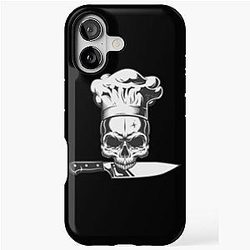 Chef with Anthony Bourdain skull knife emblem and moto iPhone Tough Case