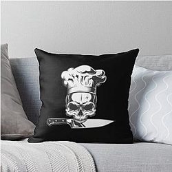 Chef Anthony Bourdain Emblem and Moto Throw Pillow