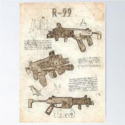 Apex Legends R-99 Weapon Sketch Poster