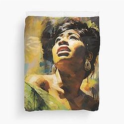Drawing Aretha Franklin Duvet Cover