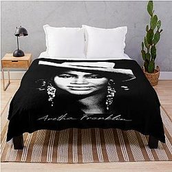 Aretha Franklin Portrait Throw Blanket