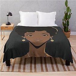 Aretha Franklin Anime Style Throw Blanket