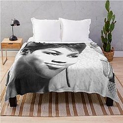Aretha Franklin Black and White by Iona Art Throw Blanket