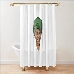 Aretha Franklin Low Poly Portrait Shower Curtain