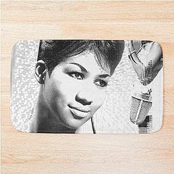 Aretha Franklin Art Black and White by Iona Art Bath Mat
