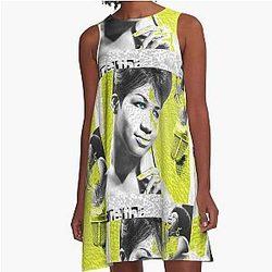 Aretha Franklin Digital Artwork by Iona Art A-Line Dress