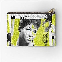 Aretha Franklin Digital Artwork by Iona Art Zipper Pouch
