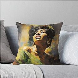 Drawing Aretha Franklin Throw Pillow