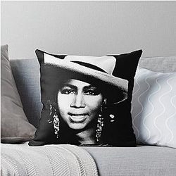 Aretha Franklin Portrait Throw Pillow