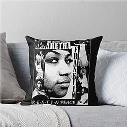 Aretha Franklin - Rest In Peace Throw Pillow