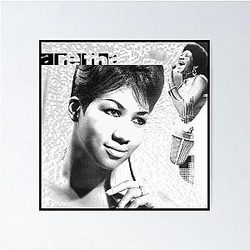 Aretha Franklin Black and White by Iona Art Poster
