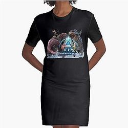 ARK Survival Escaped Dinosaurs Graphic T-Shirt Dress