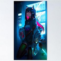 Neon Texas with soda || Arknights  Poster