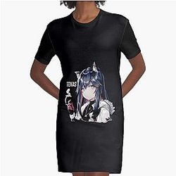 Arknights Chibi Texas Graphic T-Shirt Dress