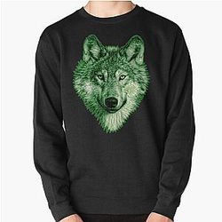 Aromantic Sweatshirts - Aro Pride Realistic Wolf Head Pullover Sweatshirt RB1901