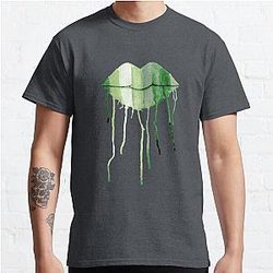 Aromantic T-Shirts - Aro Pride Dripping Watercolor Lips Classic T-Shirt RB1901