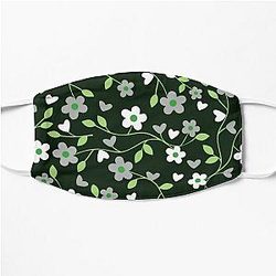 Aromantic Face Masks - Aro Pride Flowers and Vines Pattern Flat Mask RB1901