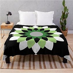Aromantic Blanket - Aro Pride Blossoming Vector Flower Design Throw Blanket RB1901