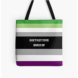 Sacos Aromantic - "Não obter suas esperanças para cima" AroAce Flag All Over Print Tote Bag RB1901