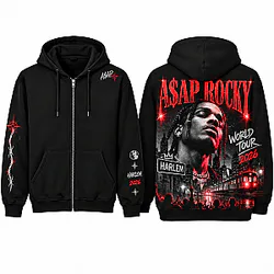 Urban Streetwear DTNK3010 3D Zipped A$AP Rocky Hoodie