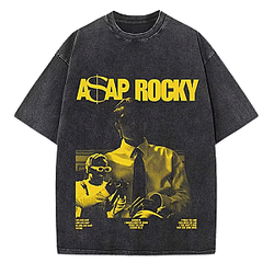 Yellow Typography Suit Acid LA2008 A$AP Rocky Wash T-Shirt