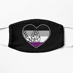 Asexual Flag Face Masks - Asexual Flag LGBT+ Heart  Flat Mask RB1901