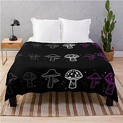 Asexual Flag Blanket - Asexual Mushrooms Throw Blanket RB1901