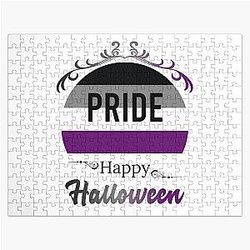 Asexual Flag Puzzles - Asexual Pride Flag Halloween design for ace romantic Jigsaw Puzzle RB1901