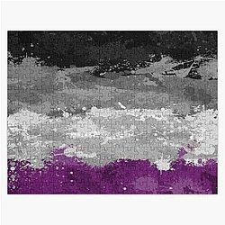 Asexual Flag Puzzles - Asexual Paint Splatter Flag Jigsaw Puzzle RB1901