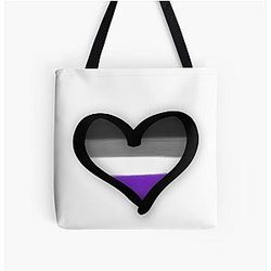 Asexual Flag Bags - Asexual Heart All Over Print Tote Bag RB1901