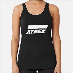 Ateez Tank Tops - ATEEZ Logo (White) Racerback Tank Top RB0608