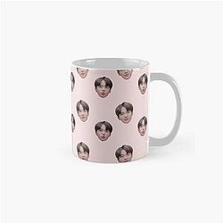 Ateez Mugs - Ateez Jongho Head Pattern Bright Pink Classic Mug RB0608