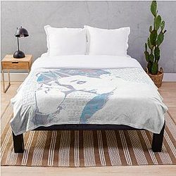 Ateez Blanket - ATEEZ Wooyoung Lino-Print - Trans Marble Ver. Throw Blanket RB0608
