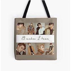 Ateez Bags - ATEEZ 8 makes 1 team All Over Print Tote Bag RB0608