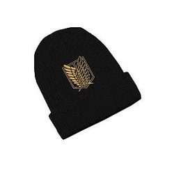 Attack On Titan Beanies Caps: Golden Wings of Freedom Black Beanie