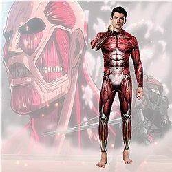 Attack On Titan Cosplay - Attack On Titan Anime Unisex Long Sleeve Skinny Jumpsuits Cosplay