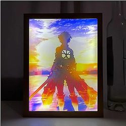Attack on Titan Lampe - Eren Yeager Kunst Design buntes Holz Foto Rahmen Licht LED