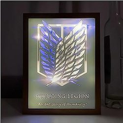 Attack on Titan Lamp - Wing Freedom Art Design 3 Colors Wood Photo Frame Light LED