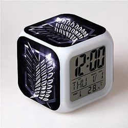 Attack On Titan Clocks - Wings Of Liberty In Black 7 Colors Change Touch Light Alarm Clock