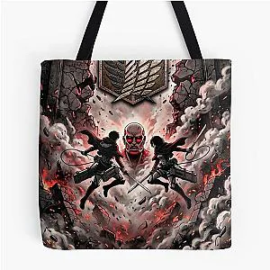Attack on Titan Anime Scout Regiment Battle Graphic Tee AOT Inspired Streetwear All Over Print Tote Bag