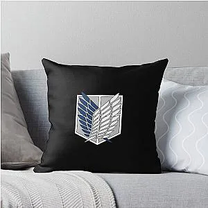 Wings of Freedom Upgraded Attack on Titan Emblem Clean Minimal Anime Symbol Throw Pillow